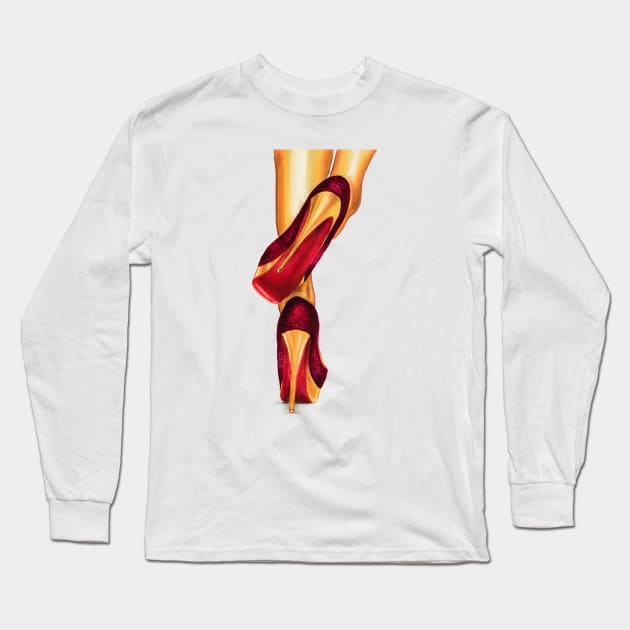 Red lacquered soles Long Sleeve T-Shirt by Svetlana Pelin